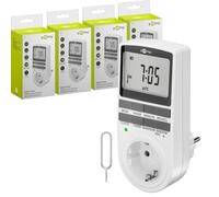 goobay - Juego de 4 temporizadores digitales - 16 programas - Toma de corriente temporizador modo aleatorio para protección antirrobo - in atería reserva 100 días - 3680W - 230V (AC) - 16A - 74217