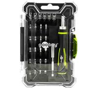 Goobay – Juego de destornilladores 77840 – 26 piezas, mango de carraca, 20 puntas, 6 vasos S2
