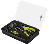 goobay Juego de herramientas de mano, 26 piezas, juego de herramientas móviles para bricolaje y viajes - 2 destornilladores, juego de puntas, destornillador con portabrocas, alicates combinados de 6