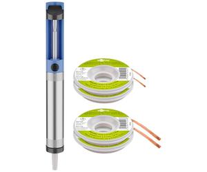 goobay Juego de soldador - Bomba desoldadora LSP 100 LC Con alambre desoldador de 2 mm, bobina de 1,5 metros - Ideal para aplicaciones de soldador, 75770