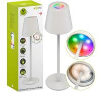 goobay Lámpara LED de mesa inalámbrica/regulación continua con control táctil/recargable para uso en interiores y exteriores / 150lm y colores de luz RGB - 3000K blanco cálido, USB-C, blanco 73928