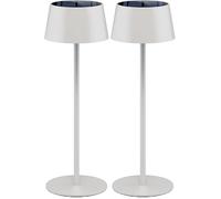goobay Lámpara LED de mesa solar/regulación continua con control táctil/recargable sin cable para uso en interiores y exteriores IP44 / 150lm y 3000K blanco cálido, USB-C, blanco 73929 (Paquete de 2)