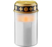 goobay Luz LED para tumbas con batería y temporizador, VELA IP44 para exteriores, velas para cementerios, Luces funerarias, Luz eterna, Lámpara para tumbas, Funciona con batería 2x C/LR14 Baby, 74367