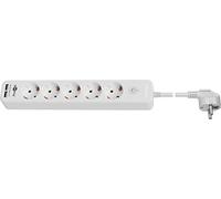 Goobay Regleta de 5 enchufes con interruptor IO, seguro para niños y 2 puertos USB para conectar hasta cinco aparatos eléctricos y dos dispositivos USB.
