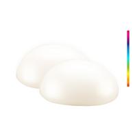 Goobay set de 2 lámparas solar led piedra rgb 24cm para jardín y ext
