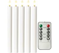 Set de 5 velas led de cera real, blanco, incluye mando a distancia, co