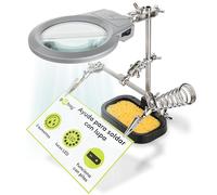 goobay tercera mano con lupa y soporte para soldador, la ayuda ideal para todos los trabajos de soldadura filigrana, soporte multifunción para electrónica, 51226