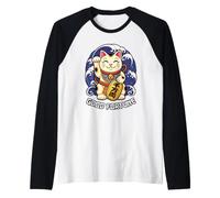 Good Fortune Lucky Cat Maneki Luck Charm Neko Japonés Camiseta Manga Raglan