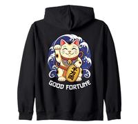 Good Fortune Lucky Cat Maneki Luck Charm Neko Japonés Sudadera con Capucha