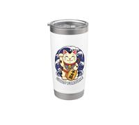 Good Fortune Lucky Cat Maneki Luck Charm Neko Japonés Vaso térmico de acero inoxidable de doble pared