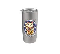 Good Fortune Lucky Cat Maneki Luck Charm Neko Japonés Vaso térmico de acero inoxidable de doble pared