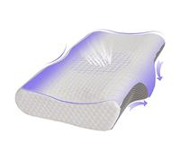 Good Nite Almohada de espuma viscoelástica de contorno cervical para dolor de cuello y hombros, almohada ortopédica con funda extraíble, 36 x 60 x 13 cm (blanco)