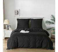 Good Nite Funda Nórdica 3 Piezas Microfibra Juego de Funda Edredon 200 x 200 cm con 2 Funda de Almohada 80 x 80 cm Negro Suave Transpirable