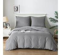 Good Nite Funda Nórdica 3 Piezas Microfibra Juego de Funda Edredon 240 x 220 cm con 2 Funda de Almohada 80 x 80 cm Gris Suave Transpirable