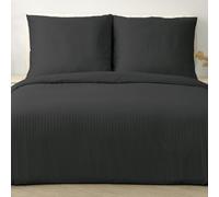 Good Nite Funda Nordica Cama 200x200cm y de Almohada 80x80cm Juego de Cama Casal Funda Nórdica de Rayas Microfibra Funda Nórdica con Cremallera(Negro,200x200cm+80x80cm*2)