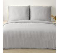 Good Nite Funda Nordica Cama 200x200cm y de Almohada 80x80cm Juego de Cama Casal Funda Nórdica de Rayas Microfibra Funda Nórdica con Cremallera(Gris,200x200cm+80x80cm*2)