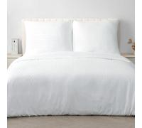 Good Nite Funda Nordica Cama 240x220cm y de Almohada 80x80cm Juego de Cama Casal Funda Nórdica de Rayas Microfibra Funda Nórdica con Cremallera(Blanco,240x220cm+80x80cm*2)