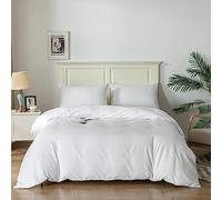 Good Nite Juego de Funda de edredón con Fundas de Almohada de Microfibra Suave (Blanco, King 230 x 220 cm)