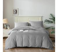 Good Nite Juego de Funda de edredón con Fundas de Almohada de Microfibra Suave (Gris Claro, King 230 x 200 cm)