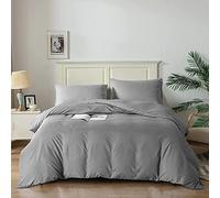 Good Nite Juego de Funda de edredón, Juego de sábanas Suave con 2 Fundas de Almohada, fácil Cuidado y Esponjoso, Color Gris Claro, Individual 135 x 200 cm