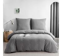 Good Nite Juego de ropa de cama de 2 piezas, 100% microfibra de poliéster, cómodo con cremallera, 1 funda nórdica monocolor + 1 funda de almohada (antracita, 135 x 200 cm y 1 funda de almohada de 80 x