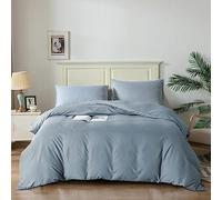 Good Nite Juegos de Fundas nórdicas con Fundas de Almohada, Microfibra Suave, Juego de Fundas de Cama (Azul Gris, Individual, 135 x 200 cm)