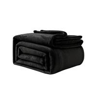 Good Nite Manta de Forro Polar mullida de 150 x 200 cm para sofás, Mantas Suaves y Grandes para Adultos, Lavable a máquina (Color Negro, Doble)