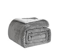 Good Nite Manta para sofá, Manta de Forro Polar de 200 x 230 cm, Manta de Sherpa para sofás, Colcha de Viaje, Suave, Lavable a máquina (King, Gris)