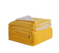Good Nite Manta polar sherpa reversible de 200 x 230 cm, mullida y cálida, para cama doméstica y de viaje, color amarillo, tamaño king