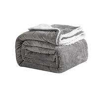 Good Nite Mantas 200x230cm, Manta y Colchas, Mantas para Sofa, Manta de Franela Sherpa Gruesa de Invierno Blanket (Gris)