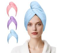 Good Nite Paquete de 3 Toallas de Microfibra para el Cabello, superabsorbentes, de Secado rápido, largas, rizadas, Gruesas, para Lavar el Cabello
