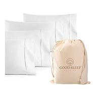 Good Sleep Bedding Fundas de Almohada 100% egipcias de 1000 Hilos, 100% algodón de Fibra Larga, Tejido Satinado, 4 Piezas, tamaño Queen/estándar, Color Blanco