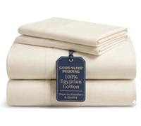 Good Sleep Bedding Juego de sábanas de 4 Piezas, 100% algodón Egipcio de 1000 Hilos, Color Marfil