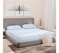 Good Sleep Bedding Juego de sábanas de algodón 1000% Egipcio de 1000 Hilos, 2 sábanas bajeras de 40,6 cm de Profundidad, 5 Piezas, Color Azul Claro