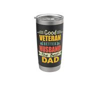 Good Veteran Better Husband The Best Dad For Fathers Day Vaso térmico de acero inoxidable de doble pared
