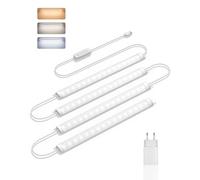 GOODEA Ultra delgada iluminación bajo encimera cocina LED regulable, 4x30cm 400lm tira de luz con interruptor, 3 temperaturas de color tira LED luces de gabinete para cocina, sótano, trastero