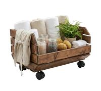 GoodFreshDecor Caja de madera con ruedas para vino, frutas y verduras, estilo vintage, para interior/exterior, 37 x 30 x 28 cm