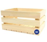 GoodFreshDecor Caja De Madera De Pino Para Frutas Y Verduras Al Vino De Almacenamiento Natural Para Decorar Multiusos 35 x 25 x 18 cm