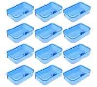 Goodma 12 mini cajas rectangulares de plástico vacías con tapa abatible para objetos pequeños y otros proyectos de manualidades (azul, 85 x 55 x 25 mm)