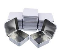 Goodma 12 piezas cuadradas de metal vacíos contenedores de almacenamiento para el hogar, mini caja con tapa con bisagras, 2.75 x 2.75 x 0.87 pulgadas (blanco)