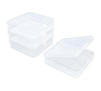 Goodma 4 cajas de almacenamiento cuadradas vacías de plástico transparente | 12,5 x 12,5 x 3,5 cm, tapas con bisagras, para objetos pequeños, para proyectos de manualidades