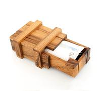 Goods & Gadgets caja de madera mágica para dinero, regalo, juego de madera para pensar