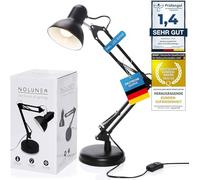 GOODS+GADGETS Lámpara de mesa de lectura de escritorio retro flexible Lámpara de mesa de noche Lámpara de arquitecto giratoria con brazo articulado de metal in ombilla LED gratis