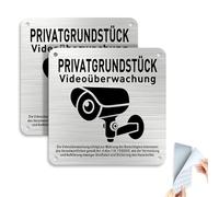 Goodvia Cartel de videovigilancia de propiedad privada, autoadhesivo, 12 x 12 cm, pequeño aluminio dsgvo, zona de seguridad, para interior y exterior