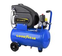Goodyear - Compresor de Aire 24 litros. 210 litros/minuto Capacidad de Aspiración. Potencia 2HP. Presión Nominal 8 bares. Doble Manómetro