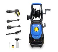 Goodyear - Hidrolimpiadora de Alta Presión GY2002PW - Máquina de Agua a Presión de 2000W y 150 Bares, Limpiadora Eléctrica de Exterior para Coche y Jardín, Caudal 450 l/h, con Enrollador y Cepillo
