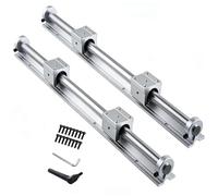 GooEquip Guía lineal SBR20 de 600 mm, 2 rieles lineales y 4 bloques de cojinetes con tope de riel SBR20, longitud de riel lineal de 600 mm para impresoras 3D, piezas CNC
