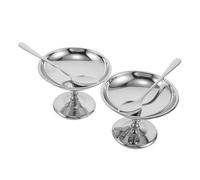 GOOHOCHY 2 Juegos Recipientes De Acero Inoxidable Para Helados, Yogur, Soportes Reutilizables, Cucharas De Restaurante, Condimentos - Para Pudín, Macarons, Acero, Helado, Gelato, Metal,