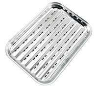 GOOHOCHY Adecuado para Cocinar Agujeros Bandeja Rectangular de Acero Inoxidable para Asar, Fácil de Limpiar y Mantener en Cocinas Domésticas y Restaurantes