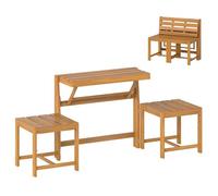 GOPLUS Banco Convertible 3 en 1 de Exterior con Madera de Acacia